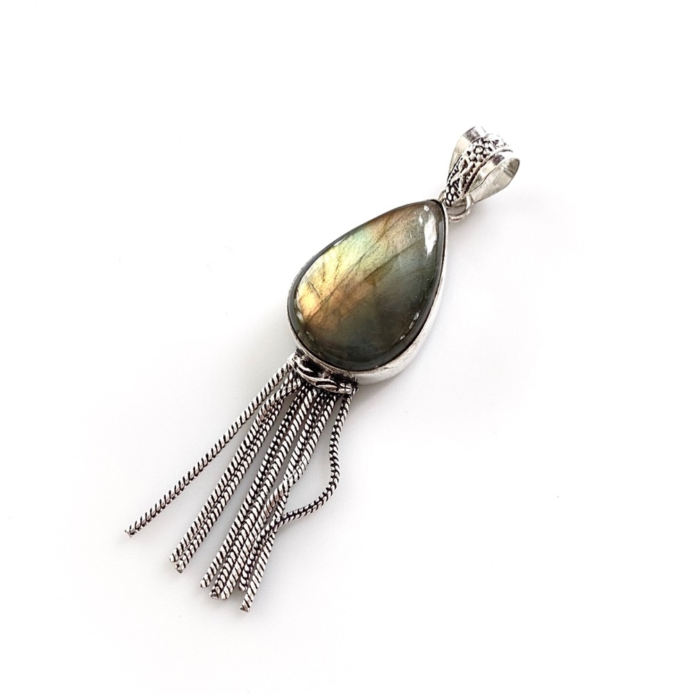 Bohemian Labradorite 925 Tassel Pendant